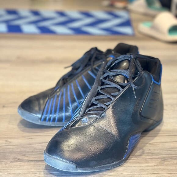 9/10 - Size 11.5 - Adidas TMAC 3 Restomod Basketball Shoes Black Blue - Picture 4 of 6